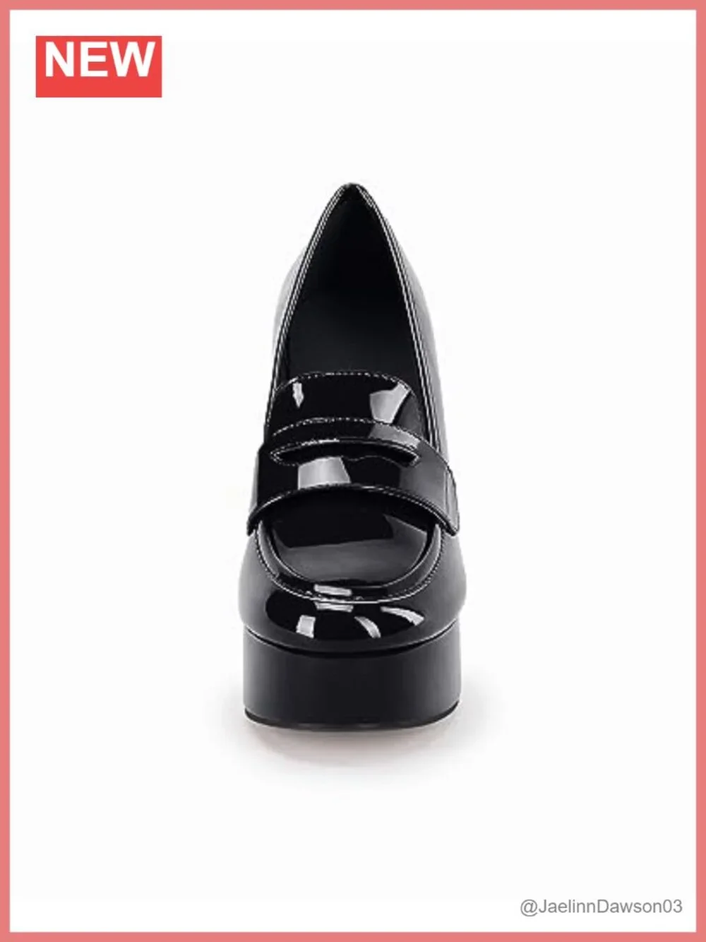 Chunky Platform Heels Loafers Patent Leather Closed Toe Business Dress Pumps